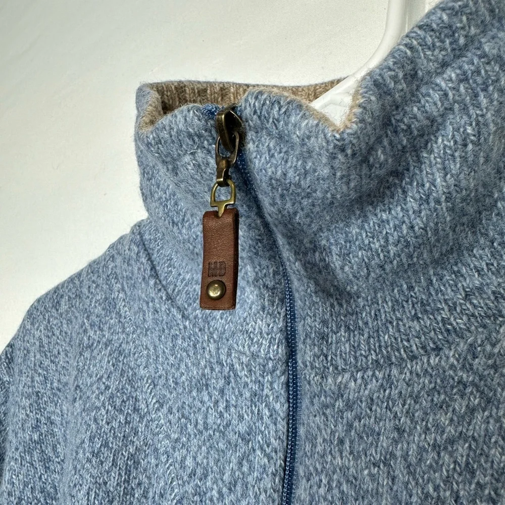 #2636 MASSIMO DUTTI Sweater Mens Size XL (42) Beige Blue Quarter Zip